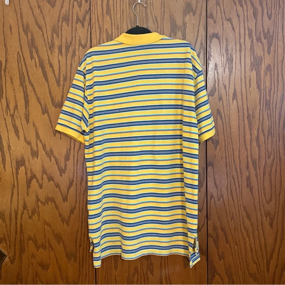 Polo Ralph Lauren Mens XL Yellow Striped Polo Shirt Short Sleeve 100% Cotton